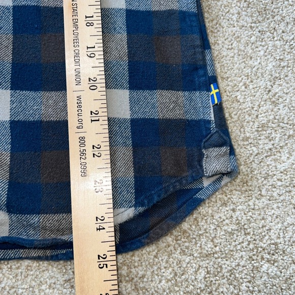 Fjallraven Skog Flannel Shirt Size S Slim Fit Long Sleeve Button Down Blue Plaid - Picture 5 of 6